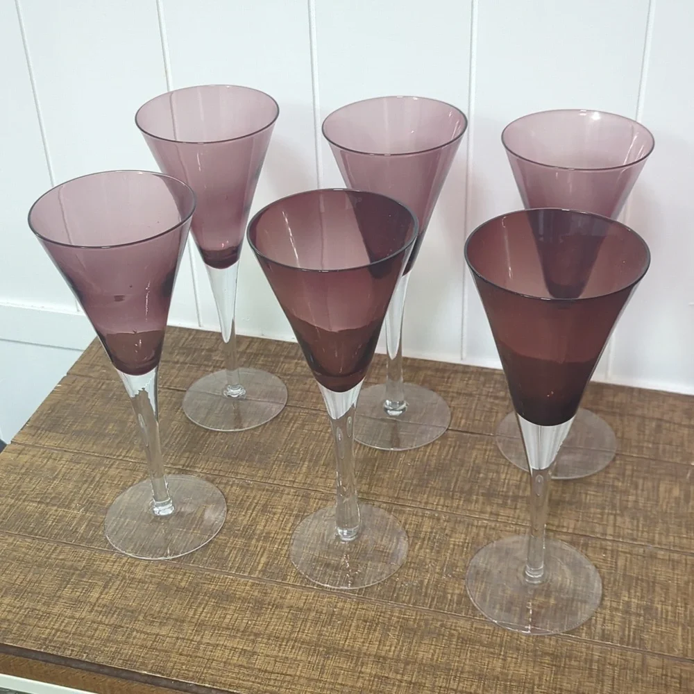 Set of Six Purple Wine Glasses Pottery Barn